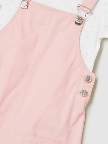 Max Girls Solid Pinafore Dress with T-Shirt(Pink_3-4 Y)