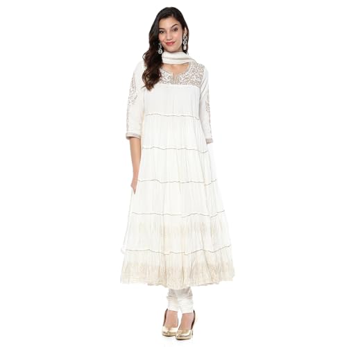 BIBA Women's Cotton Kurta Sets (SKDUTSV10169AW24OWHT_White