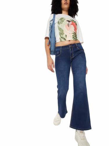 Max Women Washed Flared Jeans (Blue_28)