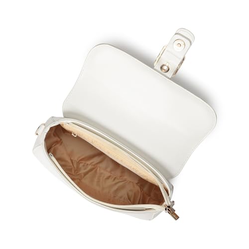 BuckleUp White Sling | Faux-Leather Women’s bag | Sling with Croco-Textured Flap & Buckle Closure
