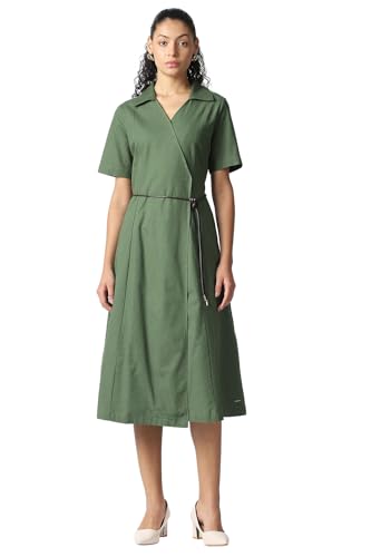 Women Olive Solid Formal Dress