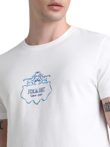 JACK & JONES Mens White Slim Fit T-Shirt
