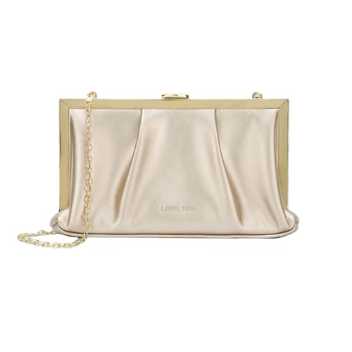 Lavie Luxe Pleatz Solid Synthetic Zipper Closure Women's Clutch (ROSE_GOLD,MEDIUM)