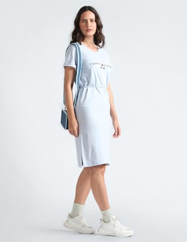 Tommy Hilfiger Women's Cotton Knee-Length Dress (A2BWV136_Breezy Blue