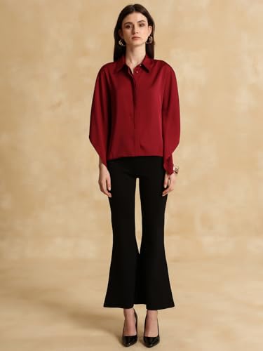 Kazo Christina Batwing Sleeve Shirt Wine