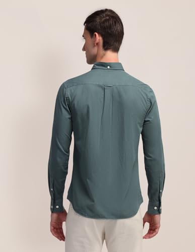 U.S. POLO ASSN. Men's Cotton Solid Tailored Fit Button Down Shirt (USSHTFX0504_Grey, Medium