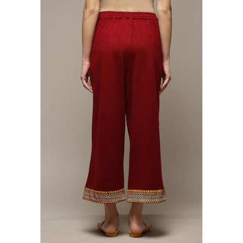 Rangriti Women's Regular Pants (RMMWINTERW18264AW22MRN_Red