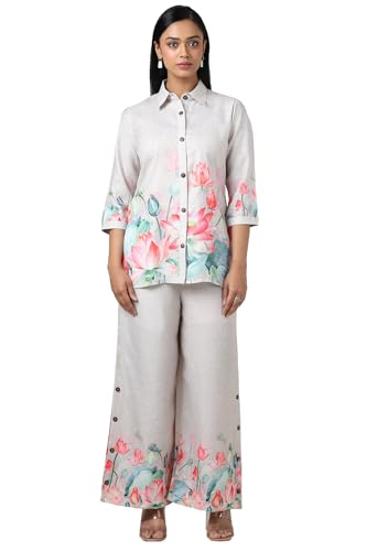 Soch Women Beige Linen Floral Print Co-Ord Set