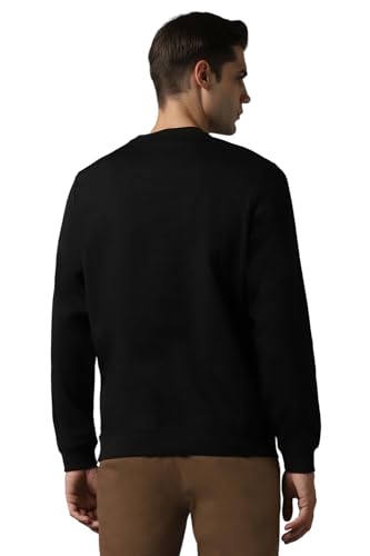 Louis Philippe Men Casual Black Solid Sweatshirt