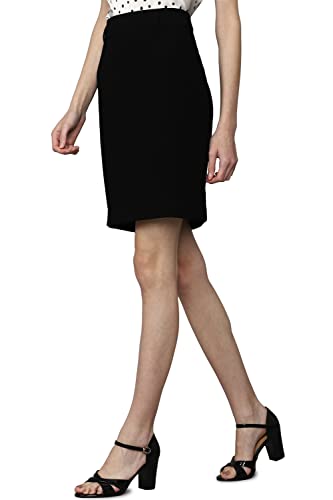 Allen Solly Solid Polyester Regular Fit Women's Skirt (Black,Size_32)