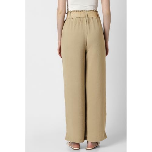 Women Beige Solid Casual Trousers