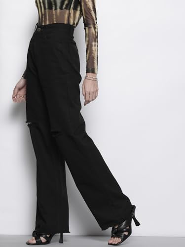 SASSAFRAS Black Distressed Slit Jeans