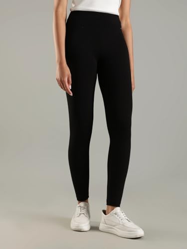 Slim Fit Solid Mid Rise Legging Black