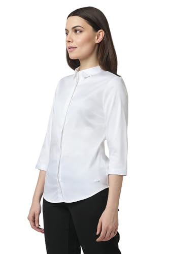 Women White Solid 3/4th Sleeves Formal Shirt