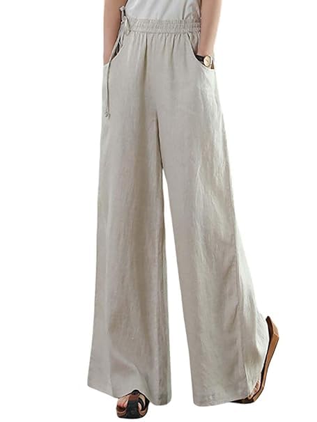 KOTTY Women's Crumble Fabric Chalk White Wide Leg Trousers(White,30)_KOTTYWOMENSPANT801L