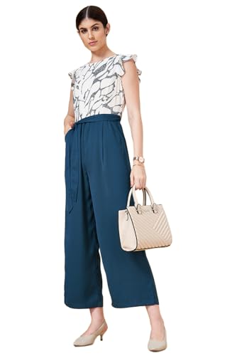 Women's Annabelle Teal Jumpsuit Regular Fit,Teal,XS