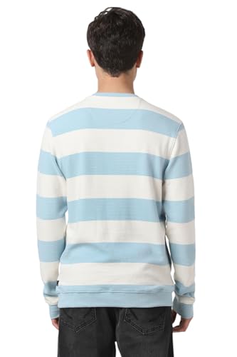 Men Light Blue Patterned Crew Neck Sweatshirt