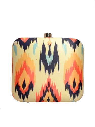 Artklim Multicoloured Ikkat Printed Clutch