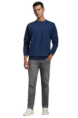 Louis Philippe Men Casual Blue Textured Sweatshirt