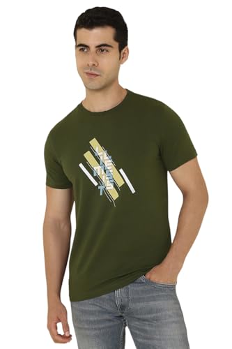 Allen Solly Men's Slim Fit T-Shirt (ALKCASGPJ13798_Olive
