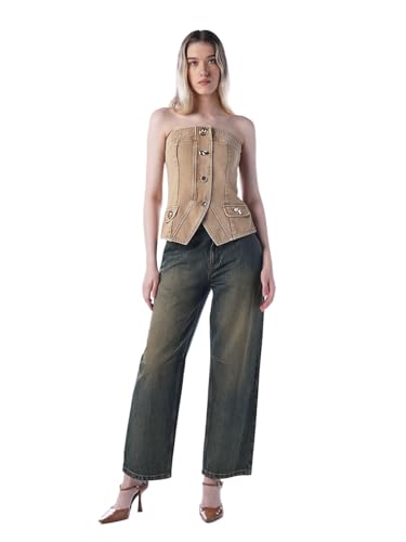 ONLY Women's Solid Slim Fit Brown Waistcoat