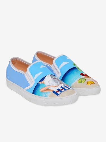 THE QUIRKY NAARI Beach Breeze Slipons For A Stylish Touch | Blue | 7 UK