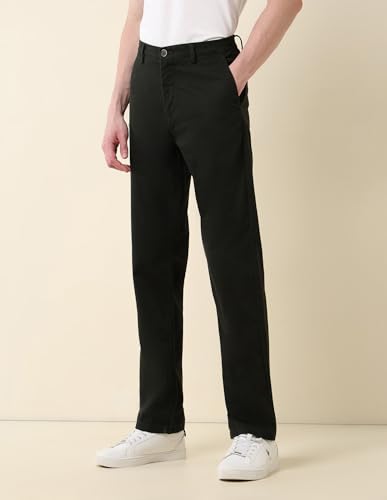 U.S.Polo Association Men's Solid Riley Straight Fit Twill Trousers Olive