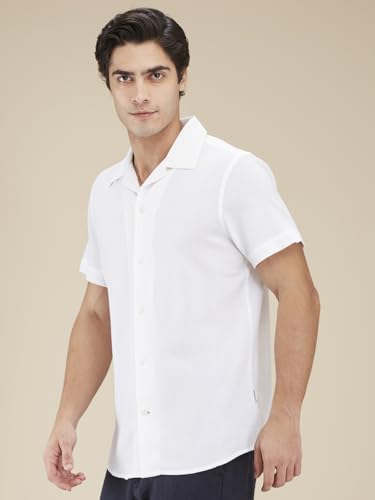 Being Human White Moderno Fit Regular Collar Short Sleeves Men's Shirt Clothing