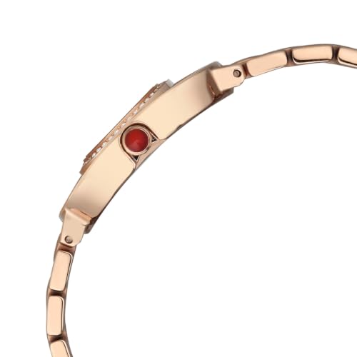Titan Raga Paris with Love Quartz Analog 3Hands Display Red/Mirror Polished dial with Embossed Pattern Dial Rose Gold Stainless Steel Strap Watch for Women - 2839WM01