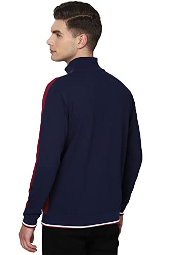 Peter England Men's Cotton Blend High Neck Sweatshirt (PJSTJRGF295396_Navy_M)