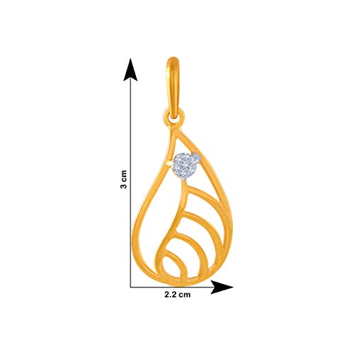 P.C. Chandra Jewellers 14k (585) Yellow Gold and American Diamond Pendant for Women
