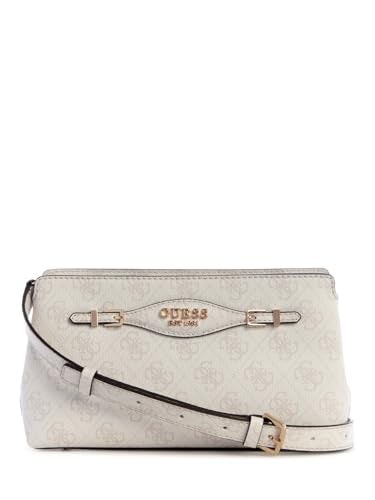 GUESS White Logo Printed Katya Top Zip Crossbody Bag
