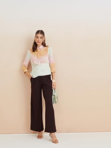 Latin Quarters Women's Pink Collar Neck 3/4Th Sleeves Tie-Dye Casual Top_L