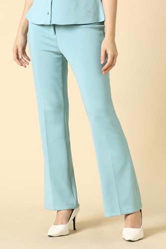 Women Light Blue Solid Formal Trousers
