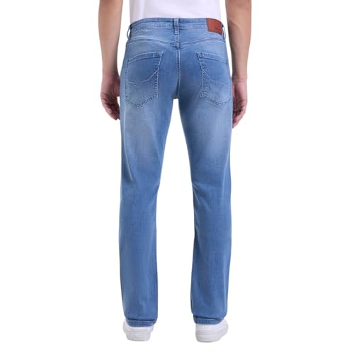 Men Light Blue Mid-Wash Straight Fit Stretch Jeans