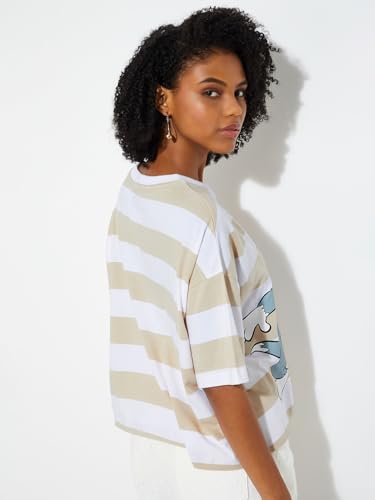 Max URB_N Women Tom & Jerry Boxy Fit T-Shirt (Beige_L)