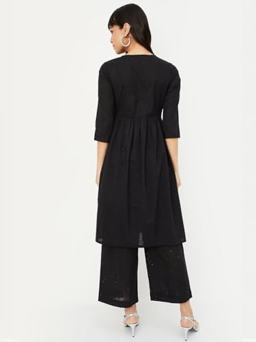 Max Women's Cotton Blend Kurta Set (COKO53001B_Black