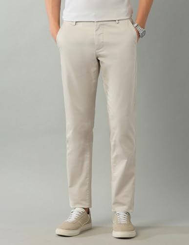 Arrow Men's Printed Slim Fit Acrylic Casual Trouser Beige