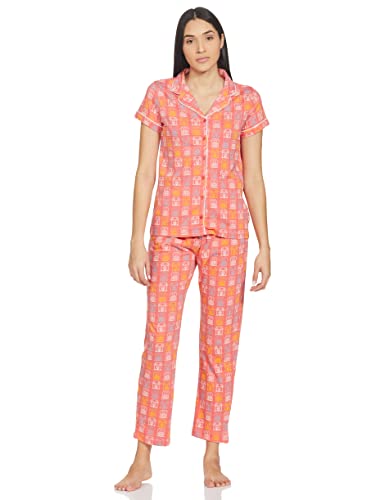 Amazon Brand - Myx Women's PAG 810 0 Pajama Set (SS21-MYX-SLP-05_Peach Auto_XL)