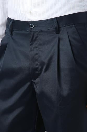 Men Navy Solid Smart Fit Trousers