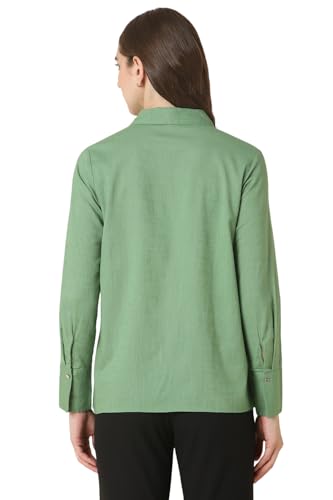 Allen Solly Women Green Textured Long Sleeves Shirt
