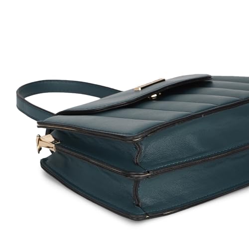 Fastrack Oceanic Blue Sling Bag | Women’s Quilted Handbag with Chain Accent | Dual Compartments & Multi-Style Carry