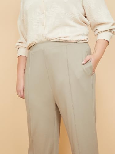 Max Women Textured Trousers (Beige_5XL)
