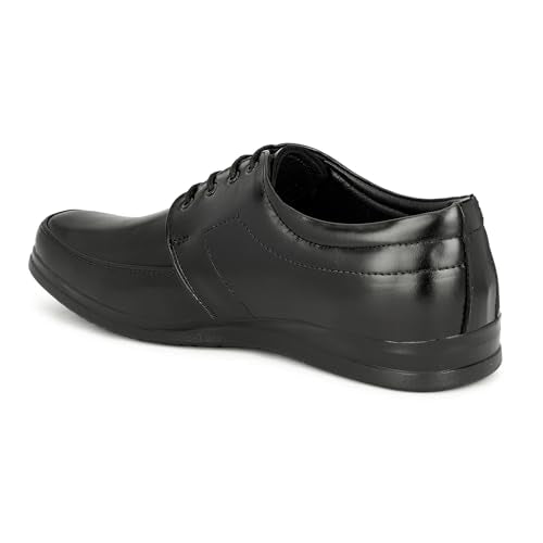 Leatherful Formal Lace-up Derby Shoes for Men | Full Grain Genuine Leather | PU Sole & Nappa Lining | Office | Party | Smart Casual (Black, UK Footwear Size System, Adult, Men, Numeric, Medium, 10)