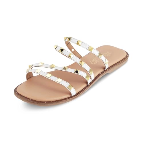 tresmode RIV Women's Flats Sandals Stylish White, 3 UK / 36 EU - Ladies Dress Footwear Soft Comfortable