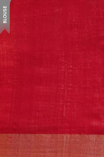 Taneira Red Woven Pure Silk Vanya Bengal SareeWith Unstitched Blouse(SAPH01AC6403-Red)