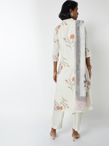 Max Women Floral Print A-lne Kurta Set (White_XXL)