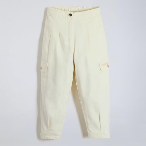 Hopscotch Girls Solid Print Beige Pants for Ages (4-5 Years)