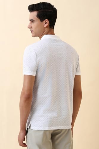 Allen Solly Men White Print Polo Neck T-Shirt