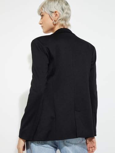Max Alaya F x URB_N Women Textured Regular Fit Blazer (Black_XL)